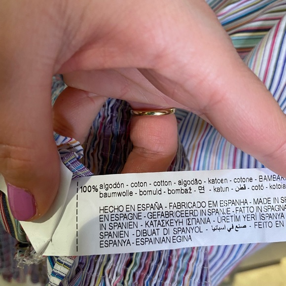 ZARA Balloon Sleeve Multicolor Striped Shirt - Picture 7 of 8
